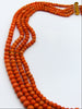antique coral, natural coral, undyed coral, Italian coral, pacific coral, Sardinian Coral, Coral beads, Coral Rosary beads, Coral chain, Coral necklace, sea coral, Mediterranean coral, 4 strand chain, orange beads, orange coral