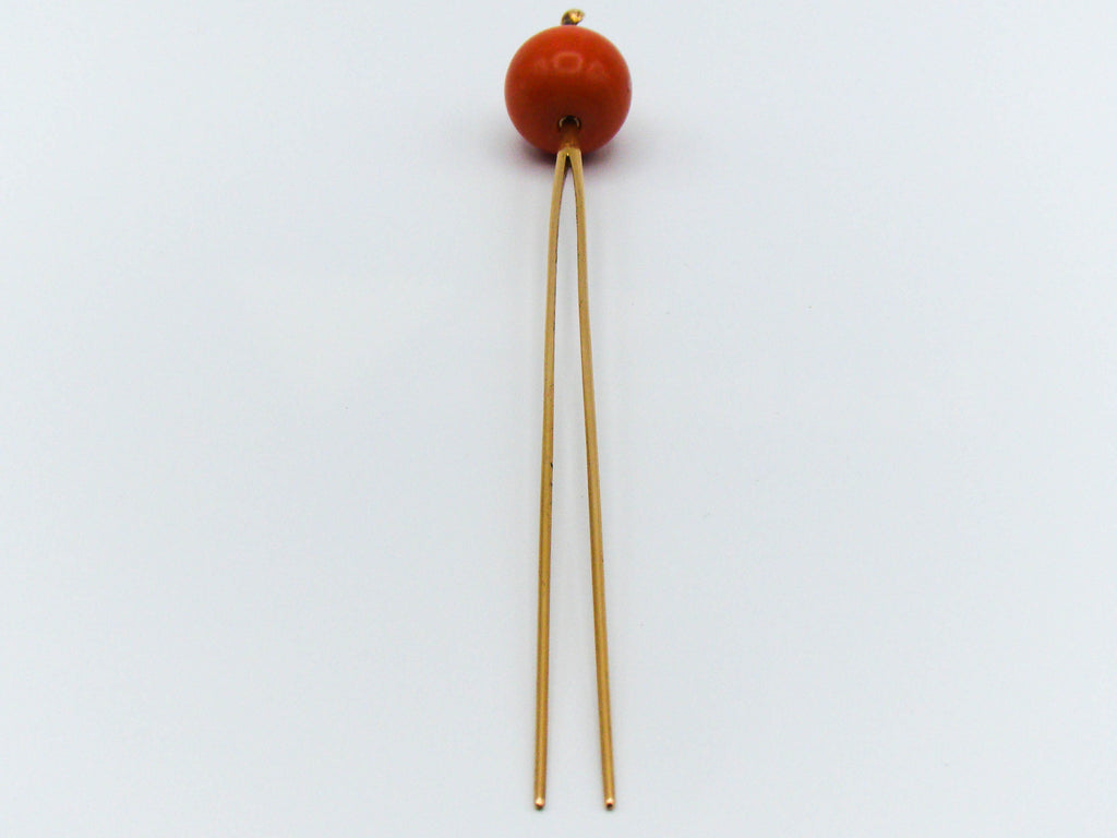 antique coral, natural coral, undyed coral, red coral, blood red coral, aka red coral, Italian coral, pacific coral, Sardinian Coral, sea coral, Mediterranean coral, Mediterranean pin, coral pin, handcarved coral, 21 karat gold
