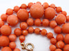 antique coral, natural coral, undyed coral, momo salmon coral, Italian coral, pacific coral, Sardinian Coral, sea coral, Mediterranean coral, Mediterranean necklace, Mediterranean chain, coral necklace, Mediterranean momo coral, handcarved coral, momo coral, 9 karat Gold clasp, salmon coral