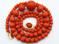 antique coral, natural coral, undyed coral, dark red coral, blood red coral, Italian coral, pacific coral, Sardinian Coral, sea coral, Mediterranean coral, Mediterranean red, Mediterranean chain, Mediterranean necklace, coral chain, coral necklace, 14 karat gold clasp
