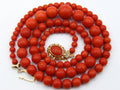 antique coral, natural coral, undyed coral, dark red coral, blood red coral, Italian coral, pacific coral, Sardinian Coral, sea coral, Mediterranean coral, Mediterranean red, Mediterranean chain, Mediterranean necklace, coral chain, coral necklace, 14 karat gold clasp