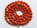 antique coral, natural coral, undyed coral, dark momo orange coral, Italian coral, pacific coral, Sardinian Coral, sea coral, momo coral, Mediterranean chain, Mediterranean necklace, 14 karat gold clasp, momo coral