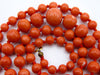 antique coral, natural coral, undyed coral, dark momo orange coral, Italian coral, pacific coral, Sardinian Coral, sea coral, momo coral, Mediterranean chain, Mediterranean necklace, 14 karat gold clasp, momo coral