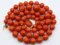 antique coral, natural coral, undyed coral, dark momo orange coral, Italian coral, pacific coral, Sardinian Coral, sea coral, momo coral, Mediterranean chain, Mediterranean necklace, 21 karat gold clasp, momo coral