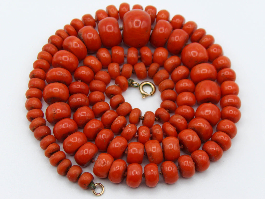 antique coral, natural coral, undyed coral, dark red coral, blood red coral, Italian coral, pacific coral, Sardinian Coral, Coral beads, Coral Rosary beads, Coral chain, Coral necklace, sea coral, aka coral, 12 Karat Gold clasp