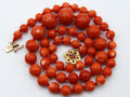 antique coral, natural coral, undyed coral, momo red coral, Italian coral, pacific coral, Sardinian Coral, sea coral, Mediterranean coral, Mediterranean necklace, Mediterranean chain, Mediterranean momo coral, handcarved coral, momo coral, coral necklace, 14 karat Gold clasp, Rubin