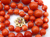 antique coral, natural coral, undyed coral, momo red coral, Italian coral, pacific coral, Sardinian Coral, sea coral, Mediterranean coral, Mediterranean necklace, Mediterranean chain, Mediterranean momo coral, handcarved coral, momo coral, coral necklace, 14 karat Gold clasp, Rubin