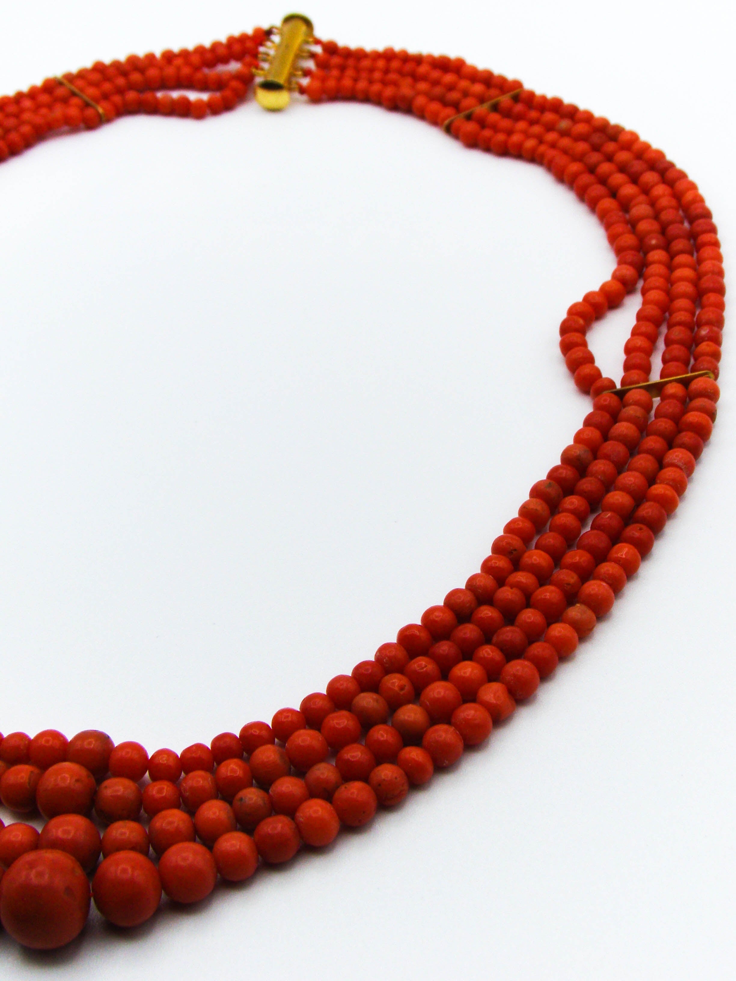 antique coral, natural coral, undyed coral, dark red coral, blood red coral, Italian coral, pacific coral, Sardinian Coral, Coral beads, Coral Rosary beads, Coral chain, Coral necklace, sea coral, aka coral, 2 strand chain