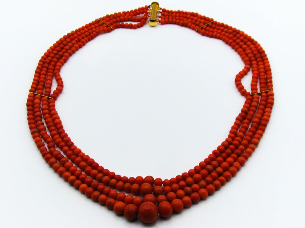 antique coral, natural coral, undyed coral, dark red coral, blood red coral, Italian coral, pacific coral, Sardinian Coral, Coral beads, Coral Rosary beads, Coral chain, Coral necklace, sea coral, aka coral, 2 strand chain