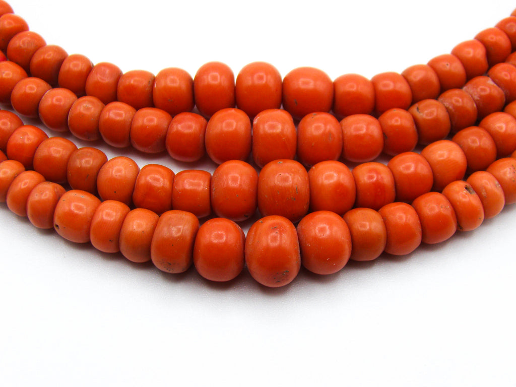 antique coral, natural coral, undyed coral, dark red coral, blood red coral, Italian coral, pacific coral, Sardinian Coral, Coral beads, Coral Rosary beads, Coral chain, Coral necklace, sea coral, Mediterranean coral, 2 strand chain, Mediterranean red beads