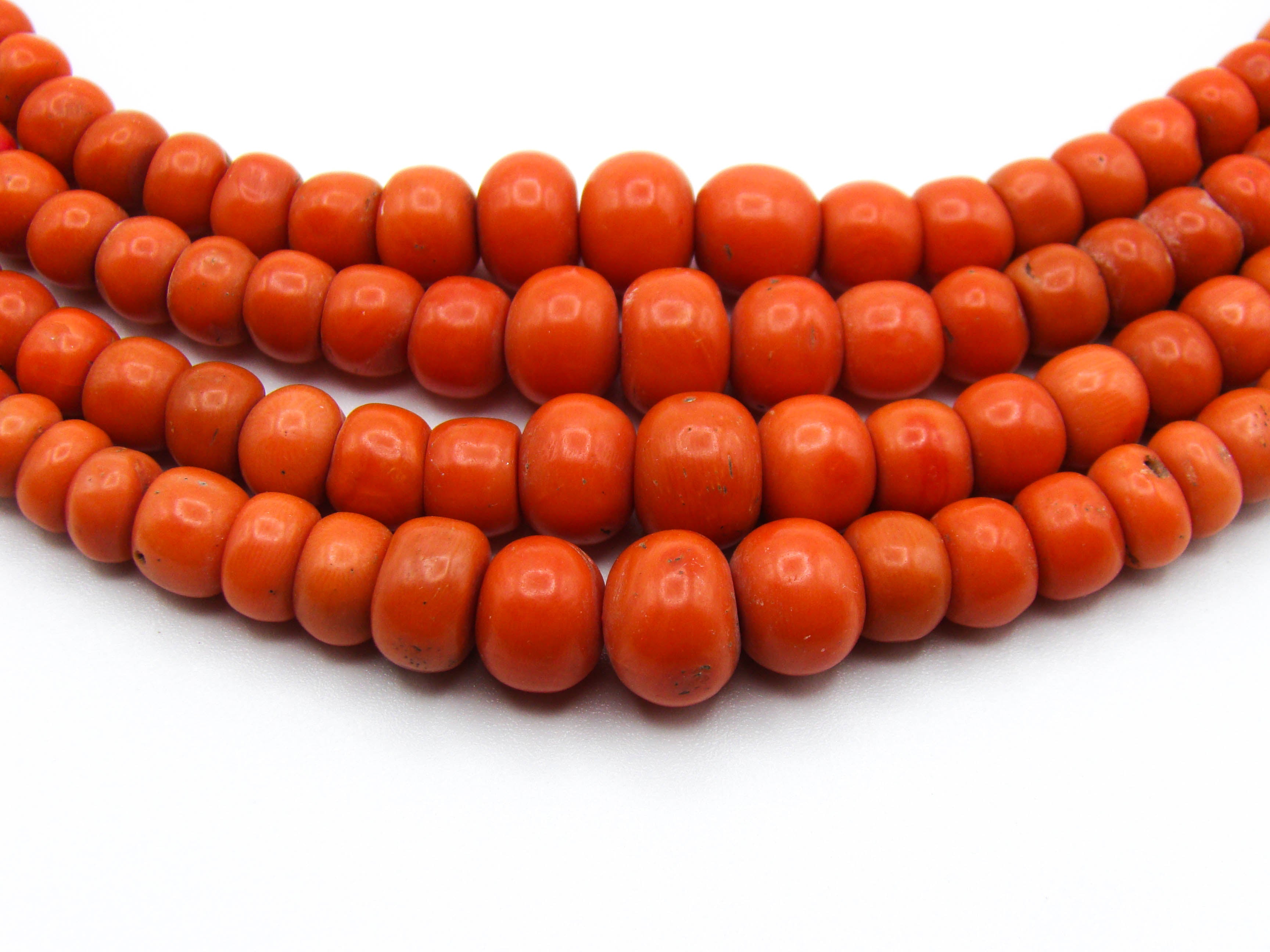 antique coral, natural coral, undyed coral, dark red coral, blood red coral, Italian coral, pacific coral, Sardinian Coral, Coral beads, Coral Rosary beads, Coral chain, Coral necklace, sea coral, Mediterranean coral, 2 strand chain, Mediterranean red beads