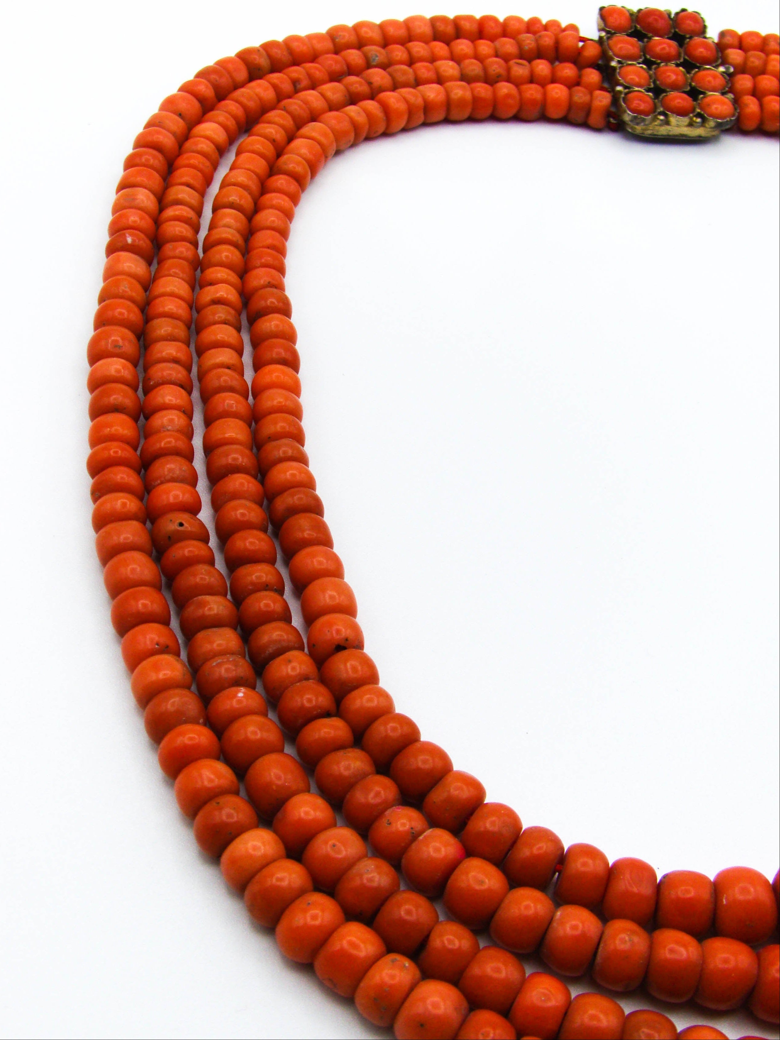 antique coral, natural coral, undyed coral, dark red coral, blood red coral, Italian coral, pacific coral, Sardinian Coral, Coral beads, Coral Rosary beads, Coral chain, Coral necklace, sea coral, Mediterranean coral, 2 strand chain, Mediterranean red beads
