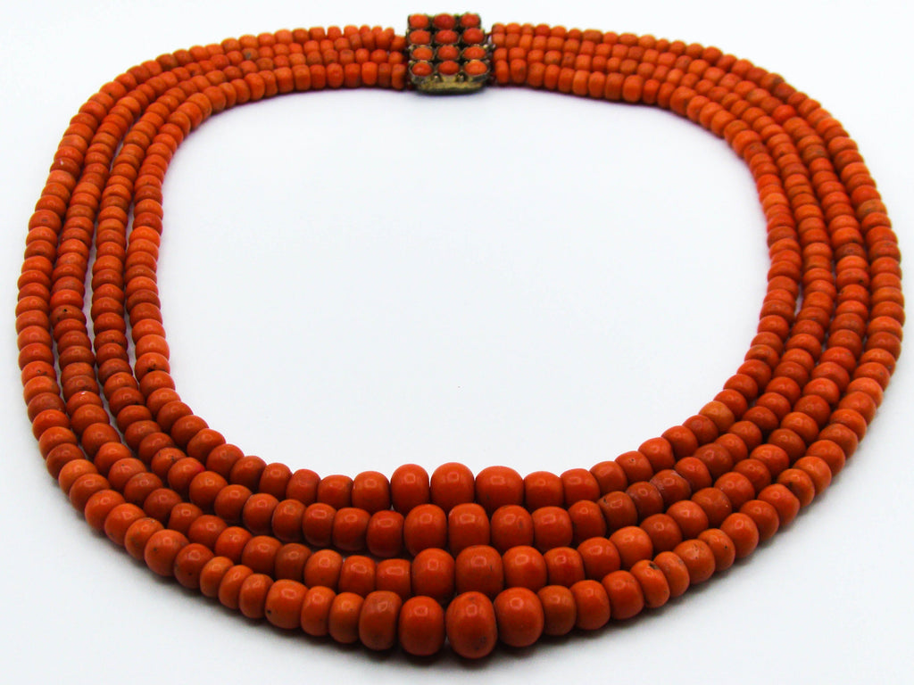 antique coral, natural coral, undyed coral, dark red coral, blood red coral, Italian coral, pacific coral, Sardinian Coral, Coral beads, Coral Rosary beads, Coral chain, Coral necklace, sea coral, Mediterranean coral, 2 strand chain, Mediterranean red beads
