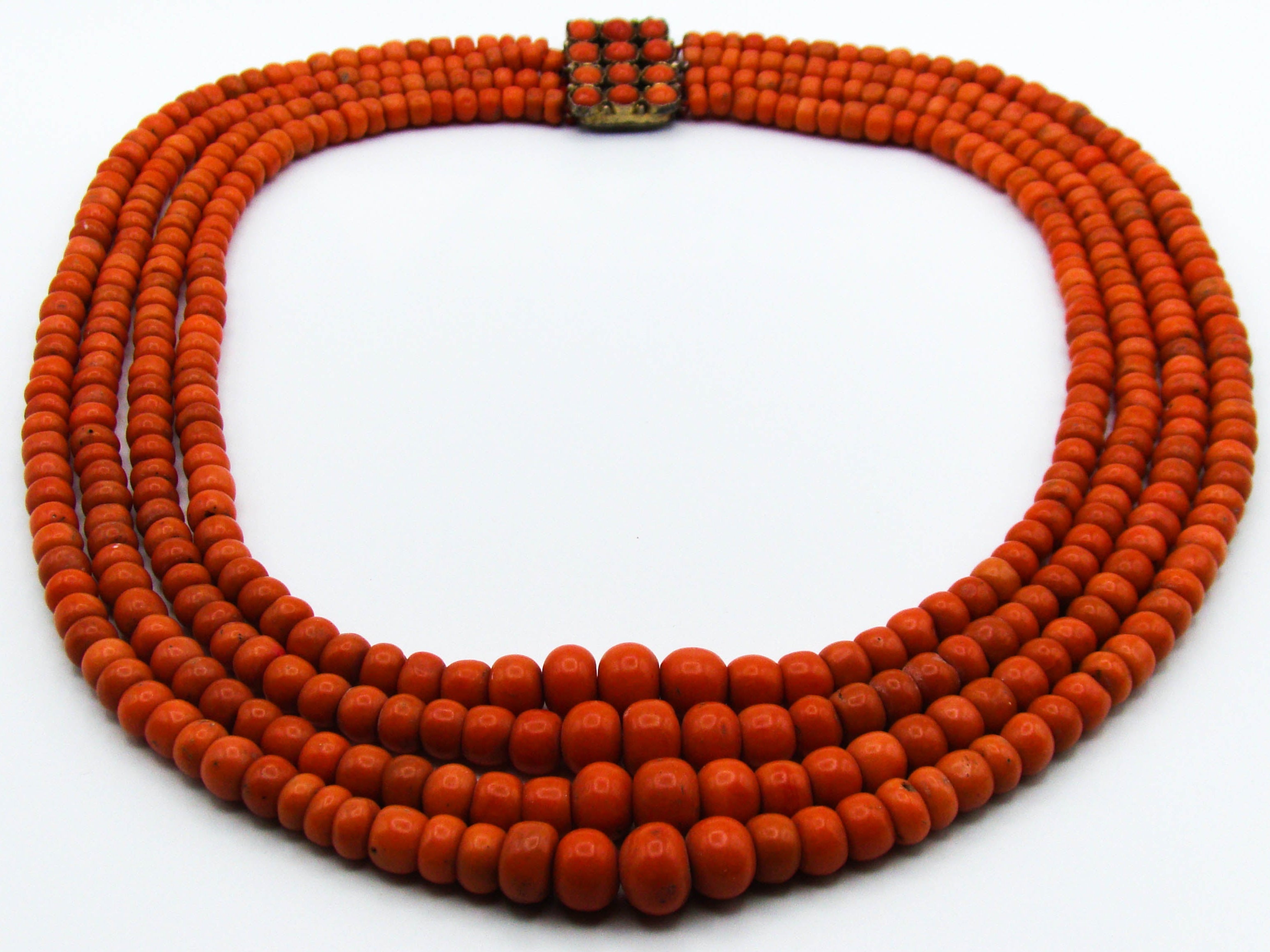 antique coral, natural coral, undyed coral, dark red coral, blood red coral, Italian coral, pacific coral, Sardinian Coral, Coral beads, Coral Rosary beads, Coral chain, Coral necklace, sea coral, Mediterranean coral, 2 strand chain, Mediterranean red beads