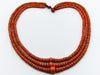antique coral, natural coral, undyed coral, Italian coral, pacific coral, Sardinian Coral, Coral beads, Coral Rosary beads, Coral chain, Coral necklace, sea coral, Mediterranean coral, 3 strand chain, orange beads, orange Coral