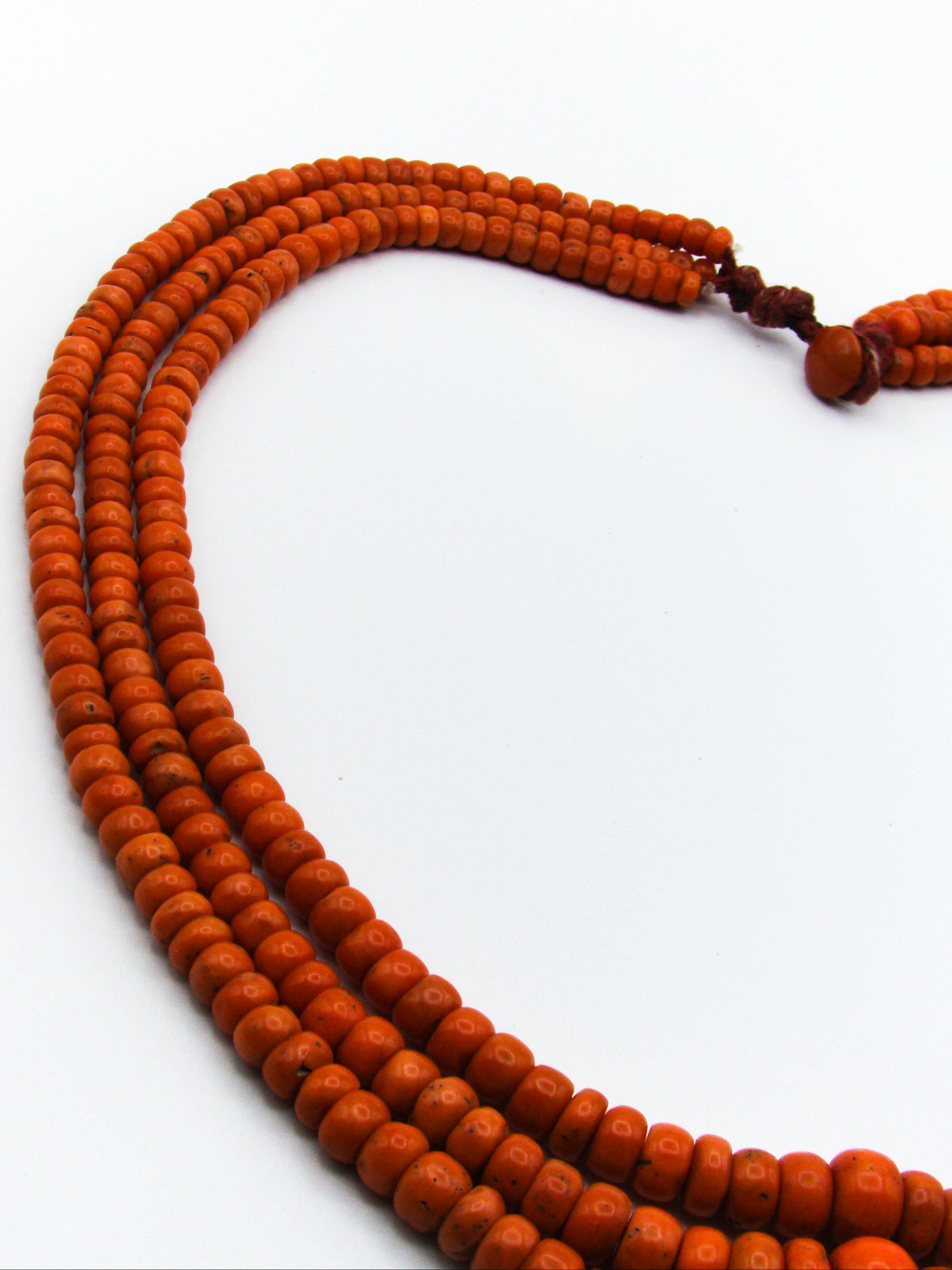 antique coral, natural coral, undyed coral, Italian coral, pacific coral, Sardinian Coral, Coral beads, Coral Rosary beads, Coral chain, Coral necklace, sea coral, Mediterranean coral, 3 strand chain, orange beads, orange Coral
