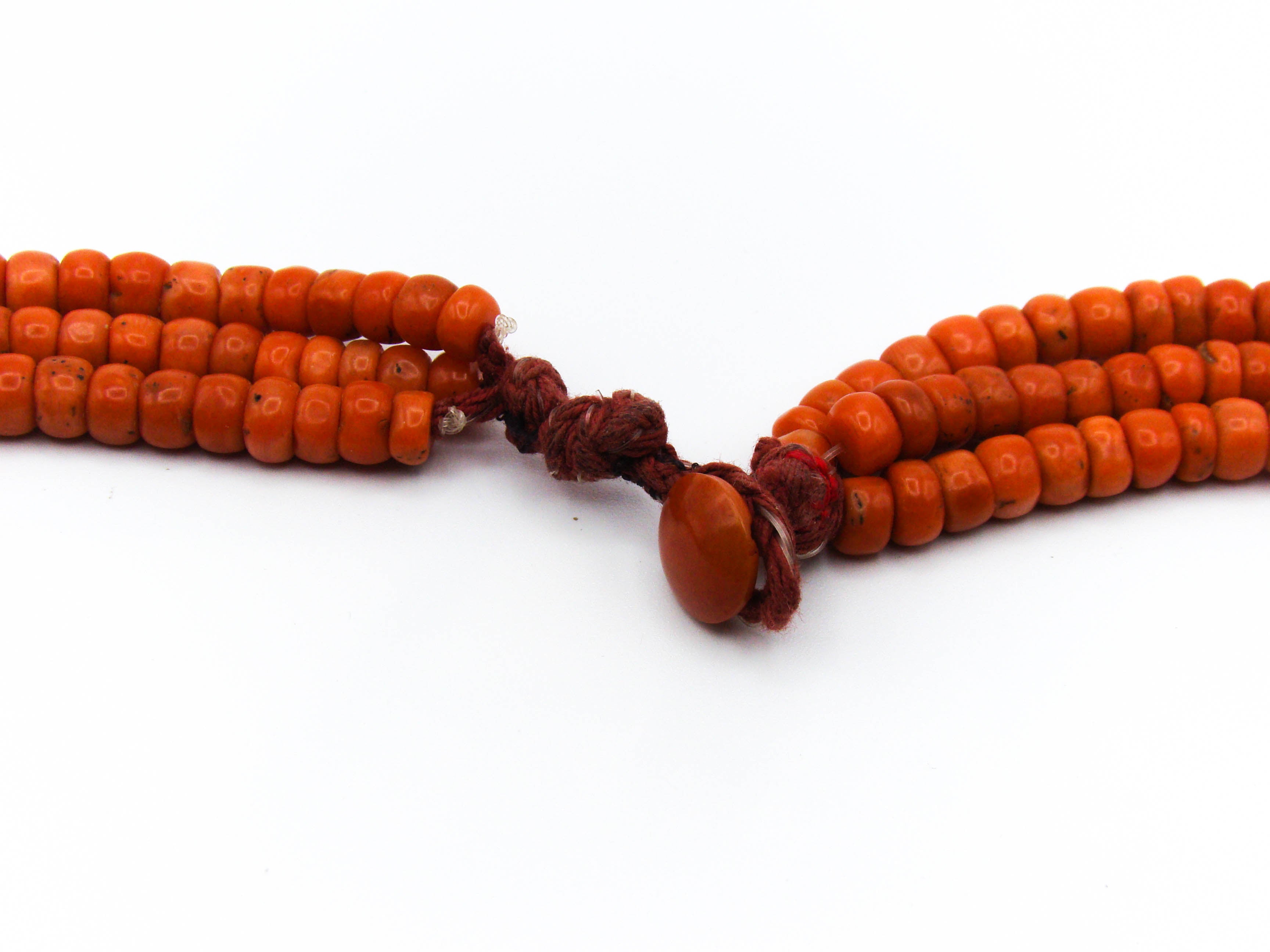 antique coral, natural coral, undyed coral, Italian coral, pacific coral, Sardinian Coral, Coral beads, Coral Rosary beads, Coral chain, Coral necklace, sea coral, Mediterranean coral, 3 strand chain, orange beads, orange Coral