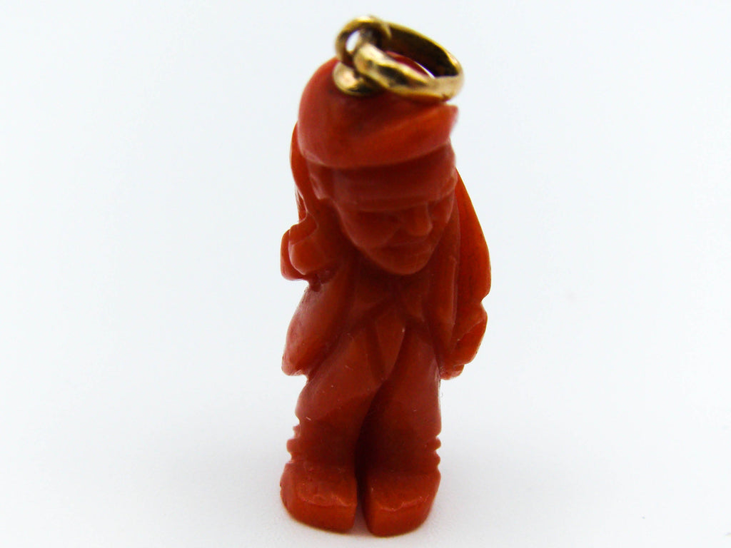 antique coral, natural coral, undyed coral, dark red coral, blood red coral, Italian coral, pacific coral, Sardinian Coral, sea coral, Mediterranean coral, Mediterranean red, Mediterranean pendant, coral pendant, 18 karat gold