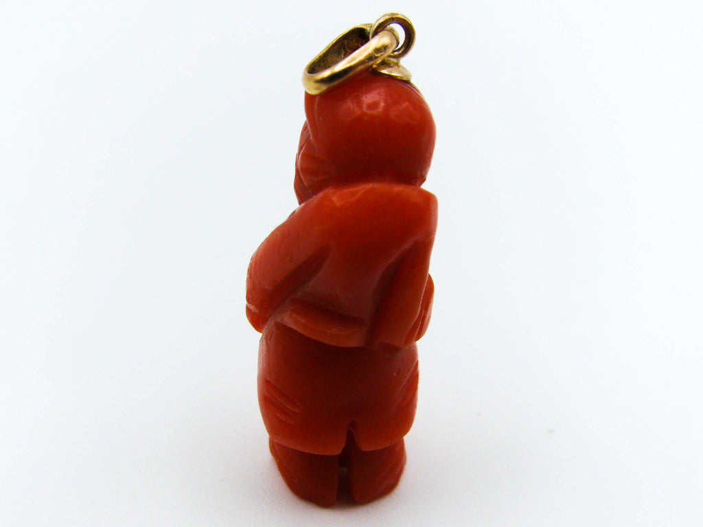antique coral, natural coral, undyed coral, dark red coral, blood red coral, Italian coral, pacific coral, Sardinian Coral, sea coral, Mediterranean coral, Mediterranean red, Mediterranean pendant, coral pendant, 18 karat gold