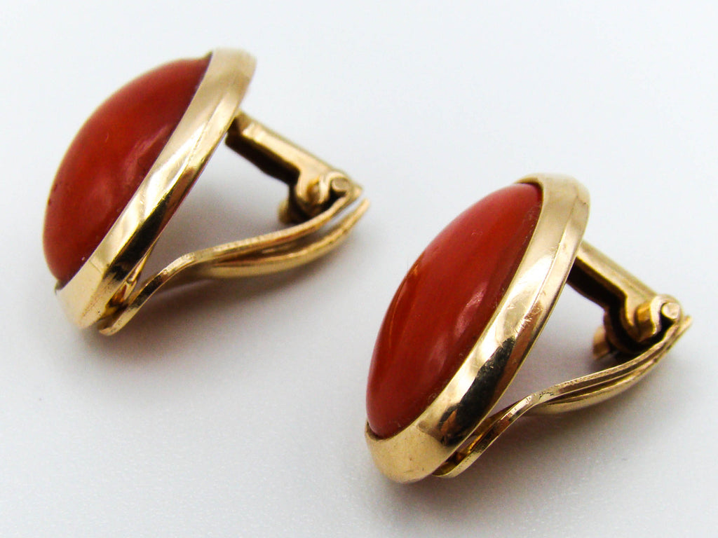 antique coral, natural coral, undyed coral, dark red coral, blood red coral, Italian coral, pacific coral, Sardinian Coral, Coral Earrings, sea coral, aka coral, Gold 14 Karat