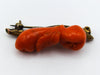 antique coral, natural coral, undyed coral, dark orange coral, Italian coral, pacific coral, Sardinian Coral, sea coral, Mediterranean coral, Mediterranean brooch, Mediterranean orange, coral brooch, handcarved coral
