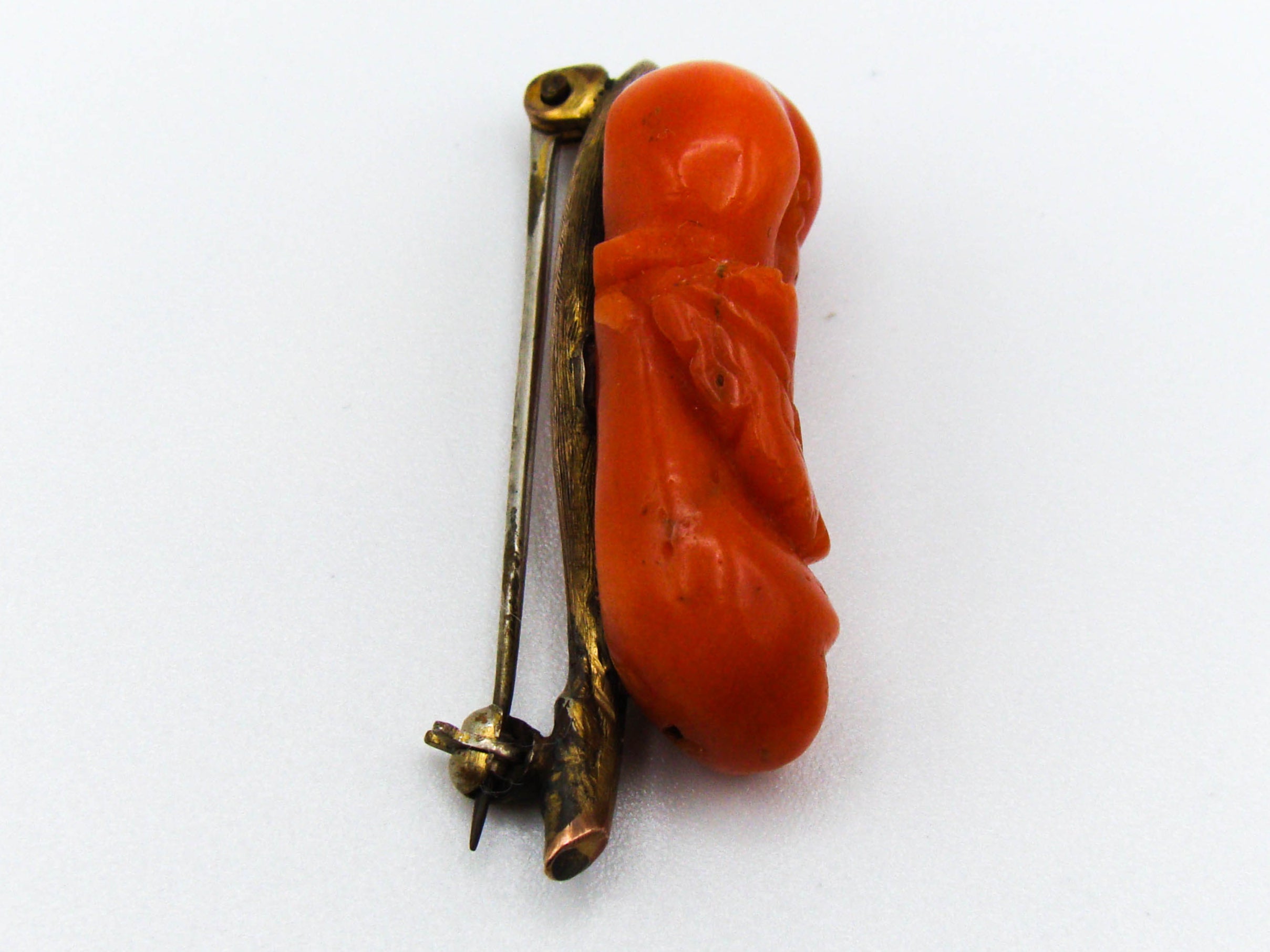 antique coral, natural coral, undyed coral, dark orange coral, Italian coral, pacific coral, Sardinian Coral, sea coral, Mediterranean coral, Mediterranean brooch, Mediterranean orange, coral brooch, handcarved coral