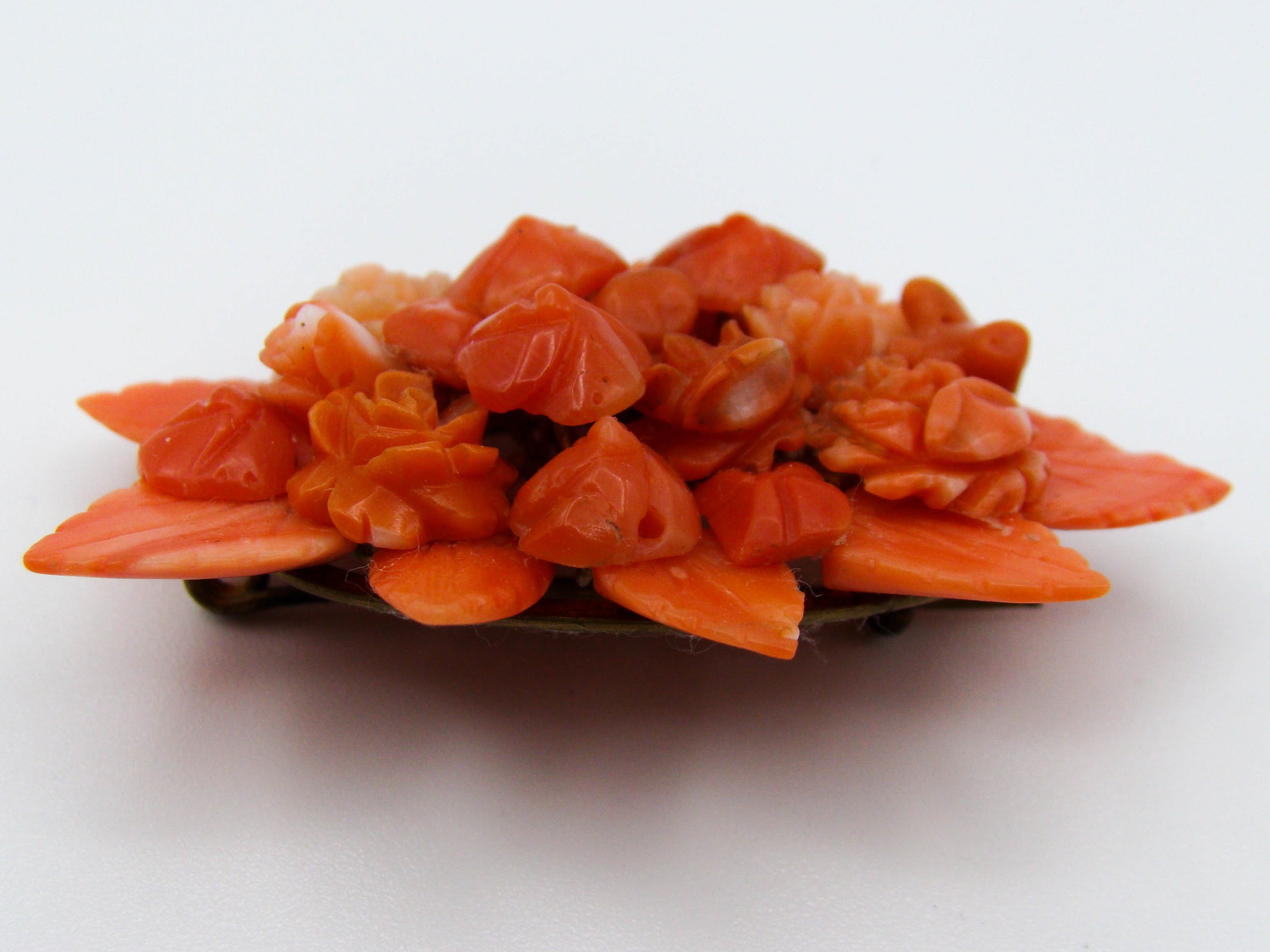 antique coral, natural coral, undyed coral, salmon coral, Italian coral, pacific coral, Sardinian Coral, sea coral, Mediterranean coral, Mediterranean brooch, Mediterranean salmon, handcarved coral, coral brooch, salmon brooch