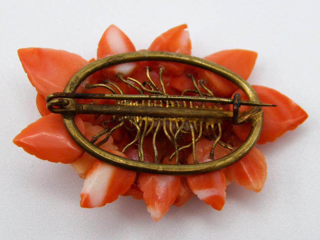 antique coral, natural coral, undyed coral, salmon coral, Italian coral, pacific coral, Sardinian Coral, sea coral, Mediterranean coral, Mediterranean brooch, Mediterranean salmon, handcarved coral, coral brooch, salmon brooch