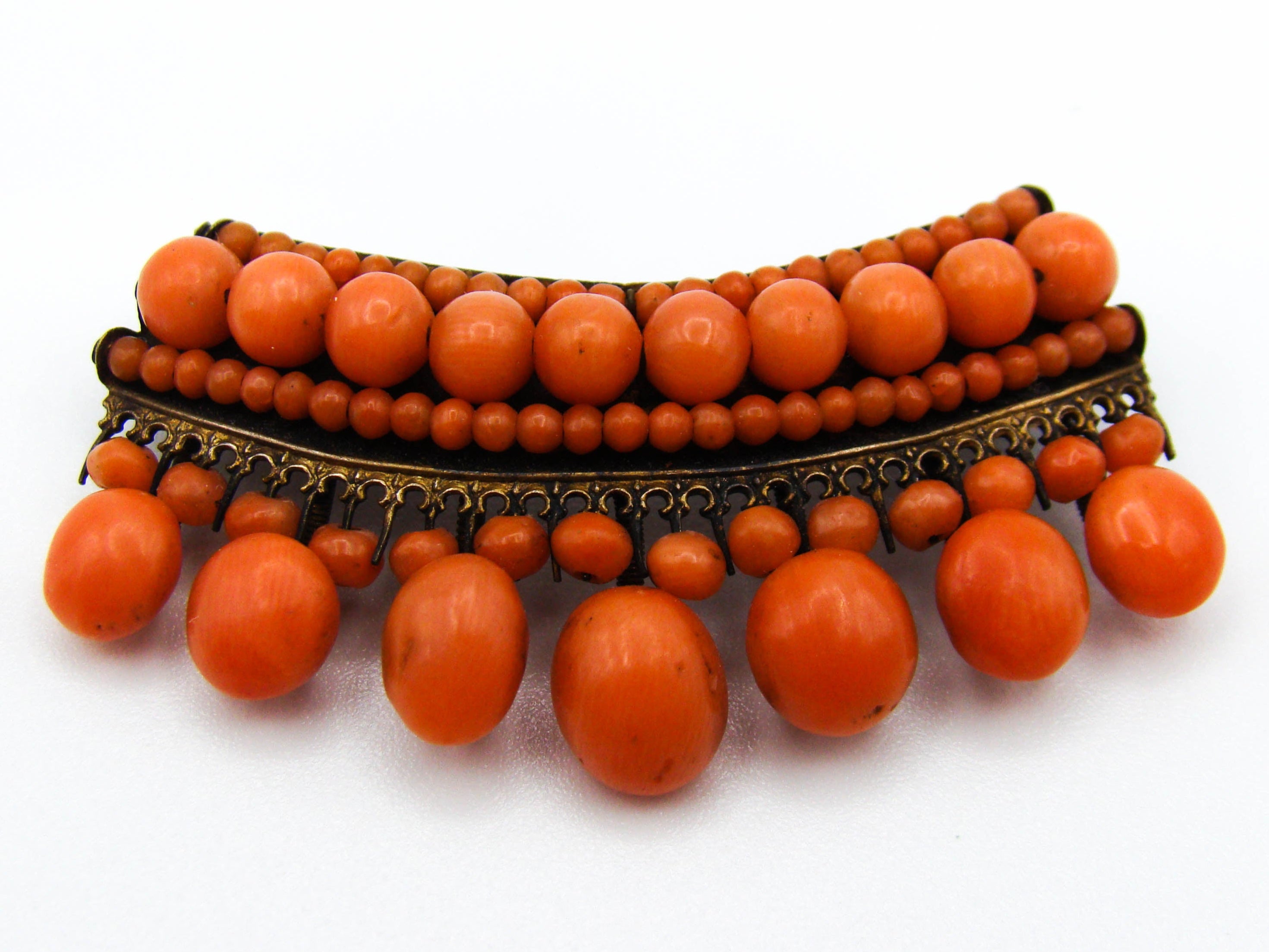antique coral, natural coral, undyed coral, dark orange coral, Italian coral, pacific coral, Sardinian Coral, sea coral, Mediterranean coral, Mediterranean brooch, Mediterranean orange, coral brooch, handcarved coral