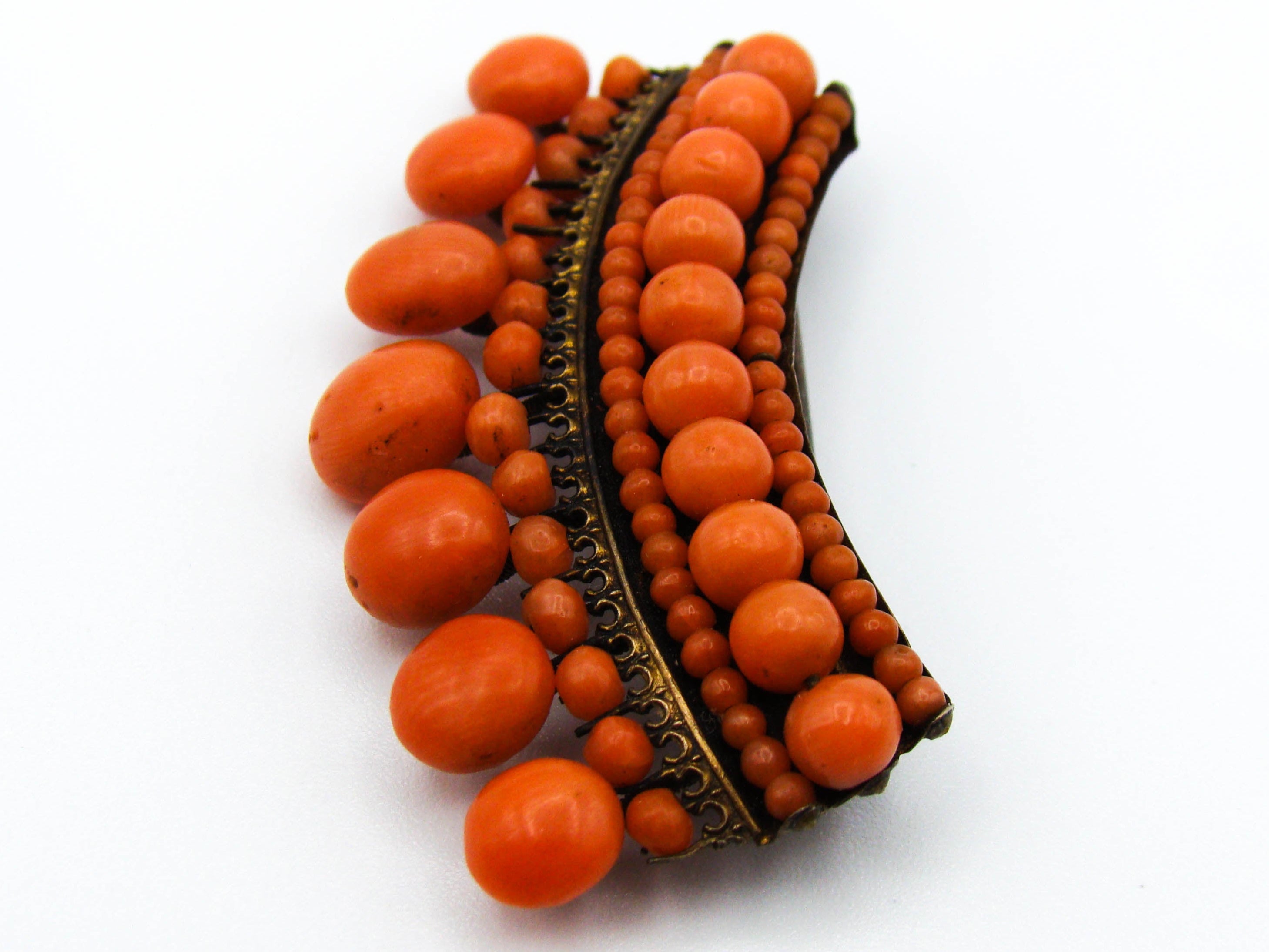 antique coral, natural coral, undyed coral, dark orange coral, Italian coral, pacific coral, Sardinian Coral, sea coral, Mediterranean coral, Mediterranean brooch, Mediterranean orange, coral brooch, handcarved coral