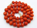 antique coral, natural coral, undyed coral, dark red coral, blood red coral, Italian coral, pacific coral, Sardinian Coral, red coral, sea coral, Mediterranean necklace, Mediterranean coral, Mediterranean chain, coral beads, handcarved, aka red, handcarved, 14 karat gold clasp