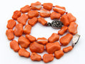 antique coral, natural coral, undyed coral, momo salmon coral, Italian coral, pacific coral, Sardinian Coral, sea coral, Mediterranean coral, Mediterranean necklace, Mediterranean chain, coral necklace, Mediterranean momo coral, handcarved coral, momo coral, salmon coral, Sterling silver clasp
