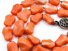 antique coral, natural coral, undyed coral, momo salmon coral, Italian coral, pacific coral, Sardinian Coral, sea coral, Mediterranean coral, Mediterranean necklace, Mediterranean chain, coral necklace, Mediterranean momo coral, handcarved coral, momo coral, salmon coral, Sterling silver clasp