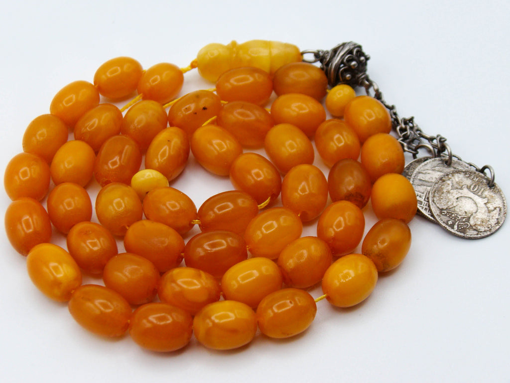 baltic amber, amber, antique, amber beads, egg Yolk, amber chain, Rosary beads, مسبحة, Masbaha, Muslim prayer beads حبيت الدورة ,العنبر الهندى