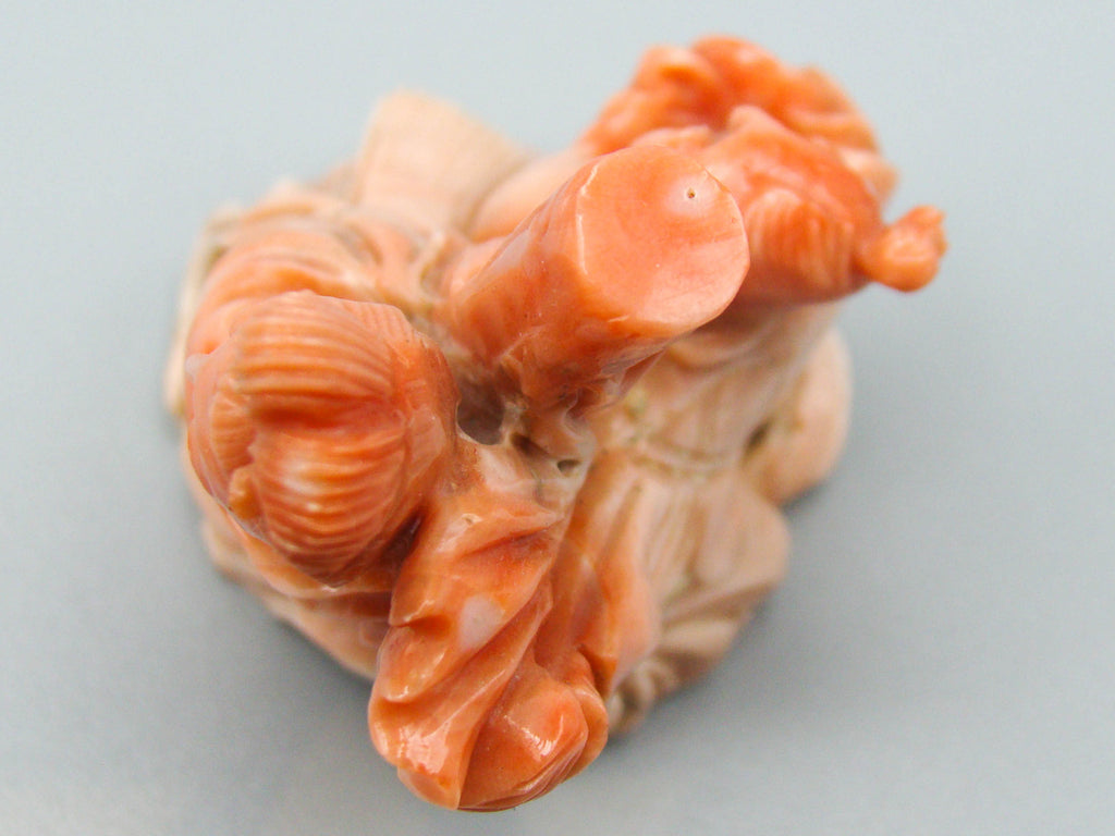 antique coral, natural coral, undyed coral, dark salmon coral, Italian coral, pacific coral, Sardinian Coral, sea coral, Mediterranean coral, Mediterranean Figurine, Mediterranean orange, Mediterranean sculpture, coral sculpture, coral figurine, Asien coral, Asien figurine, handcarved coral salmon figurine