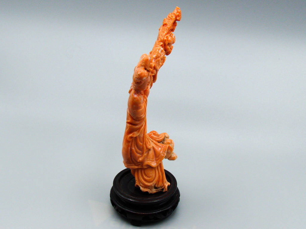 antique coral, natural coral, undyed coral, dark momo orange coral, Italian coral, pacific coral, Sardinian Coral, sea coral, Mediterranean coral, Mediterranean Figurine, Mediterranean orange, Mediterranean sculpture, coral sculpture, coral figurine, Asien coral, Asien figurine, handcarved coral, momo coral