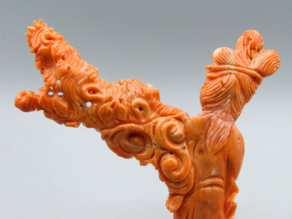 antique coral, natural coral, undyed coral, dark momo orange coral, Italian coral, pacific coral, Sardinian Coral, sea coral, Mediterranean coral, Mediterranean Figurine, Mediterranean orange, Mediterranean sculpture, coral sculpture, coral figurine, Asien coral, Asien figurine, handcarved coral, momo coral