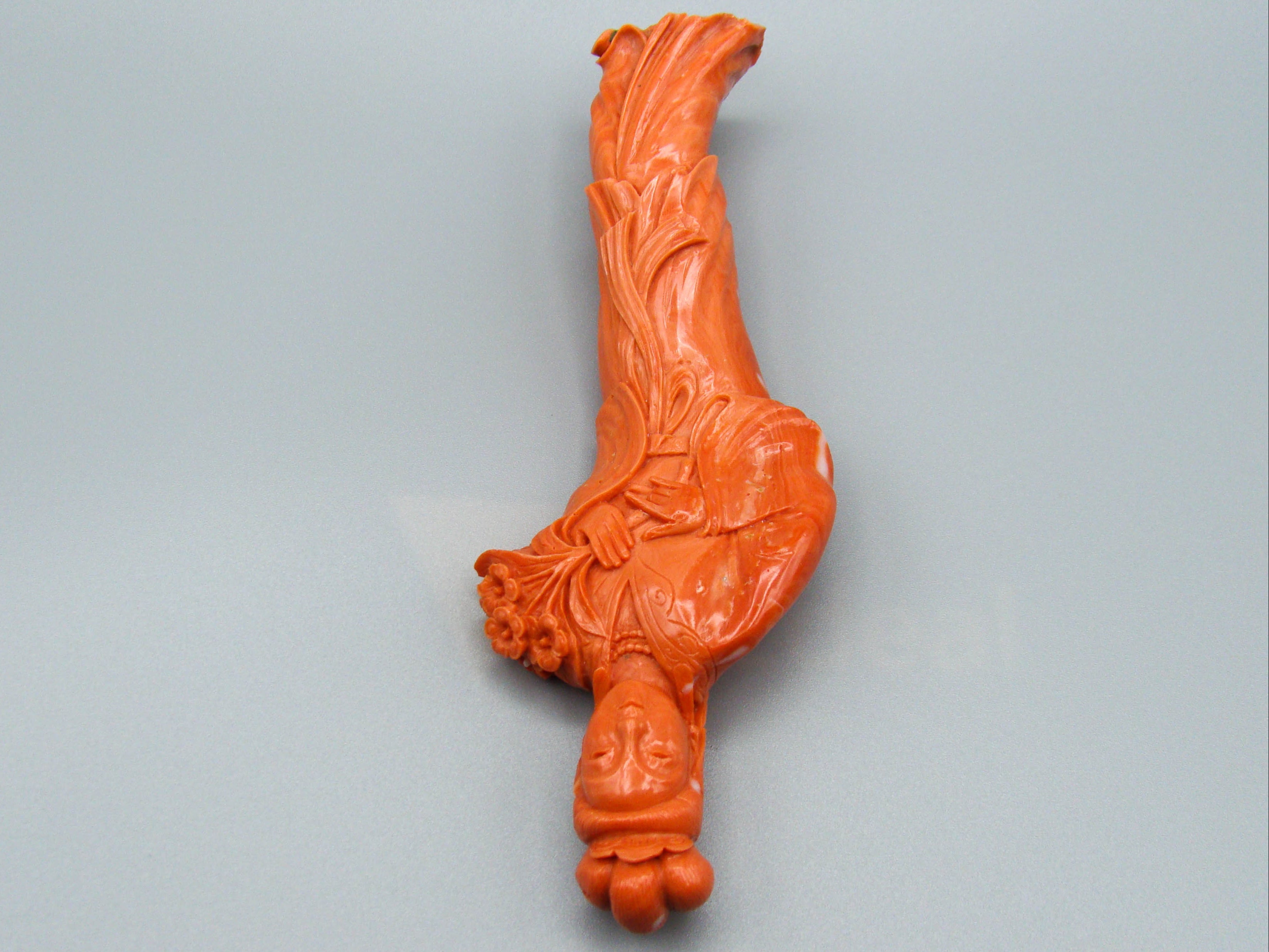 antique coral, natural coral, undyed coral, dark momo orange coral, Italian coral, pacific coral, Sardinian Coral, sea coral, Mediterranean coral, Mediterranean Figurine, Mediterranean orange, Mediterranean sculpture, coral sculpture, coral figurine, Asien coral, Asien figurine, handcarved coral
