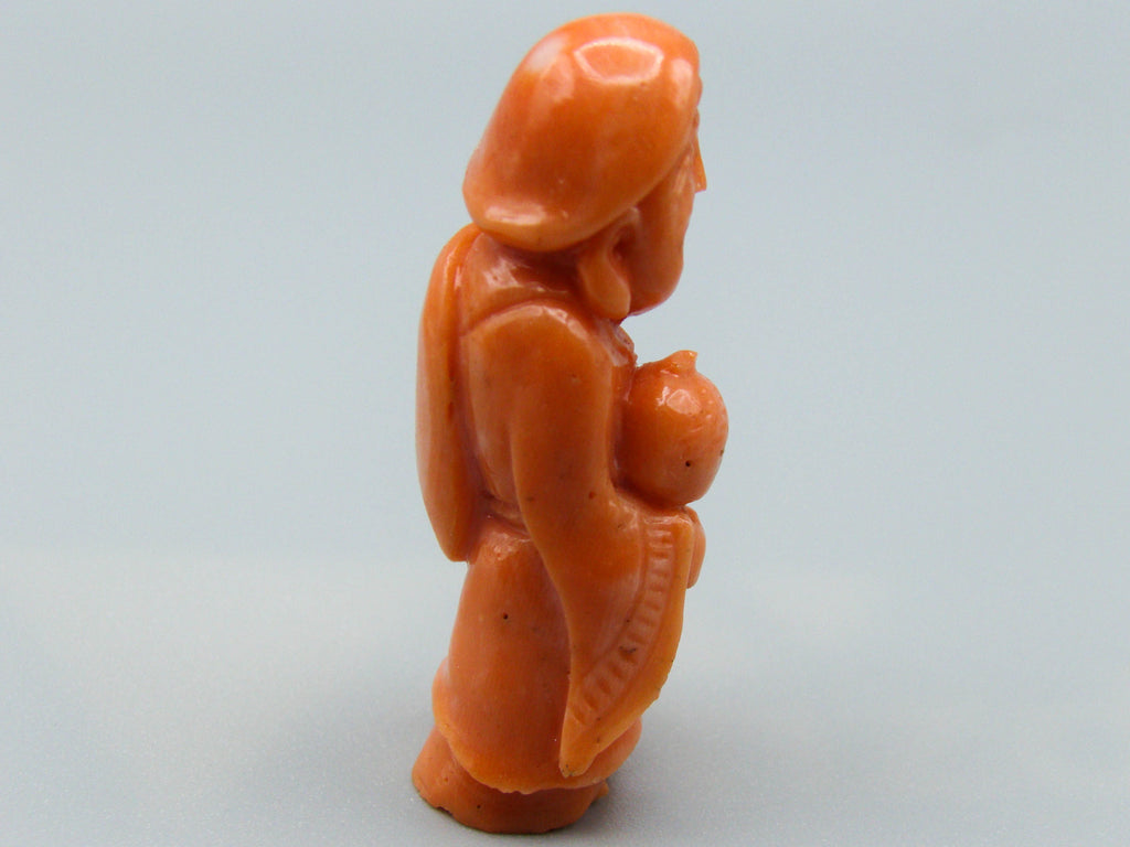 antique coral, natural coral, undyed coral, dark salmon coral, Italian coral, pacific coral, Sardinian Coral, sea coral, Mediterranean coral, Mediterranean Figurine, Mediterranean orange, Mediterranean sculpture, coral sculpture, coral figurine, Asien coral, Asien figurine, handcarved coral salmon figurine