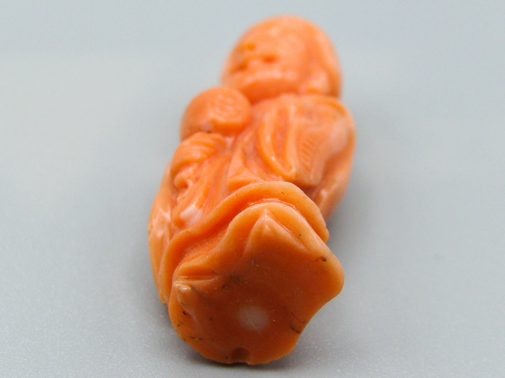 antique coral, natural coral, undyed coral, dark salmon coral, Italian coral, pacific coral, Sardinian Coral, sea coral, Mediterranean coral, Mediterranean Figurine, Mediterranean orange, Mediterranean sculpture, coral sculpture, coral figurine, Asien coral, Asien figurine, handcarved coral salmon figurine