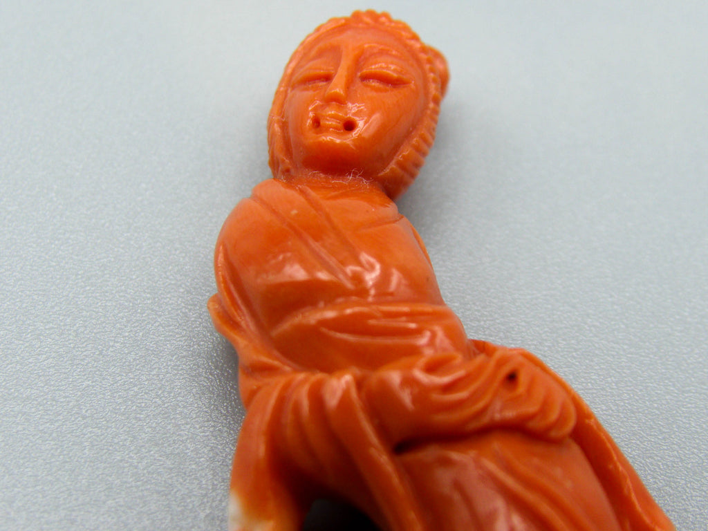 antique coral, natural coral, undyed coral, dark momo orange coral, Italian coral, pacific coral, Sardinian Coral, sea coral, Mediterranean coral, Mediterranean Figurine, Mediterranean orange, Mediterranean sculpture, coral sculpture, coral figurine, Asien coral, Asien figurine, handcarved coral, momo coral
