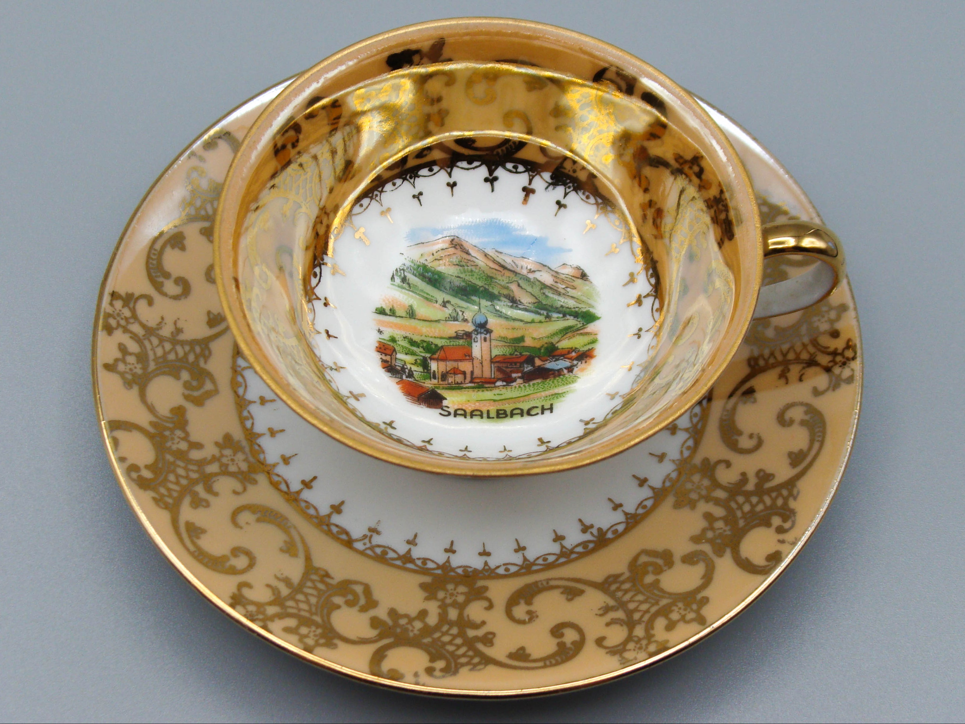Vintage Antique Austrian EIGL Porcelain Tea Cup - Saucer and Cup Set - Kingdom of Antique Arts, Hantpainted Porcelain, Collecting Tea cups, Colllecting Coffee cups, Art Deco Porcelain