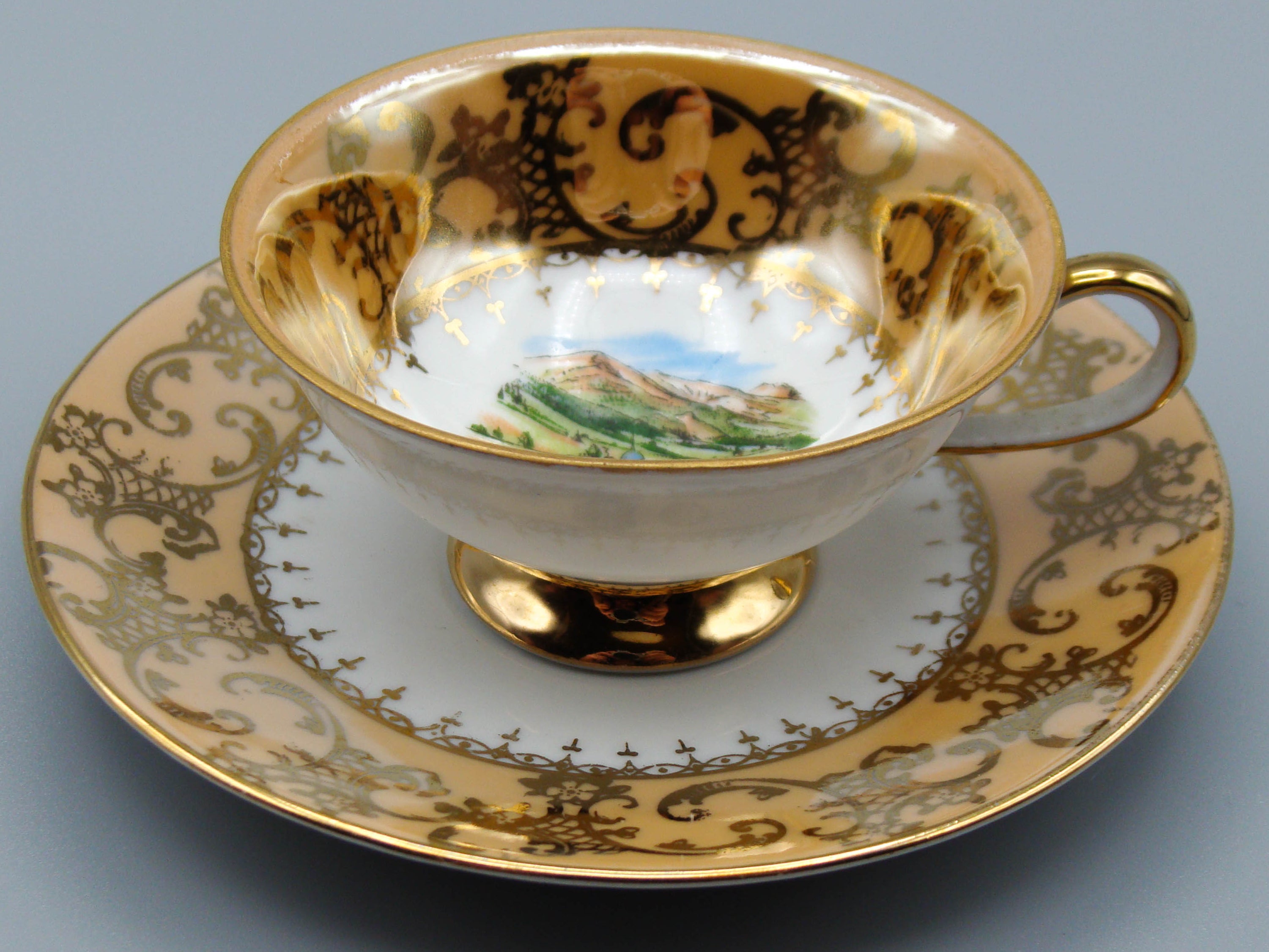 Vintage Antique Austrian EIGL Porcelain Tea Cup - Saucer and Cup Set - Kingdom of Antique Arts, Hantpainted Porcelain, Collecting Tea cups, Colllecting Coffee cups, Art Deco Porcelain