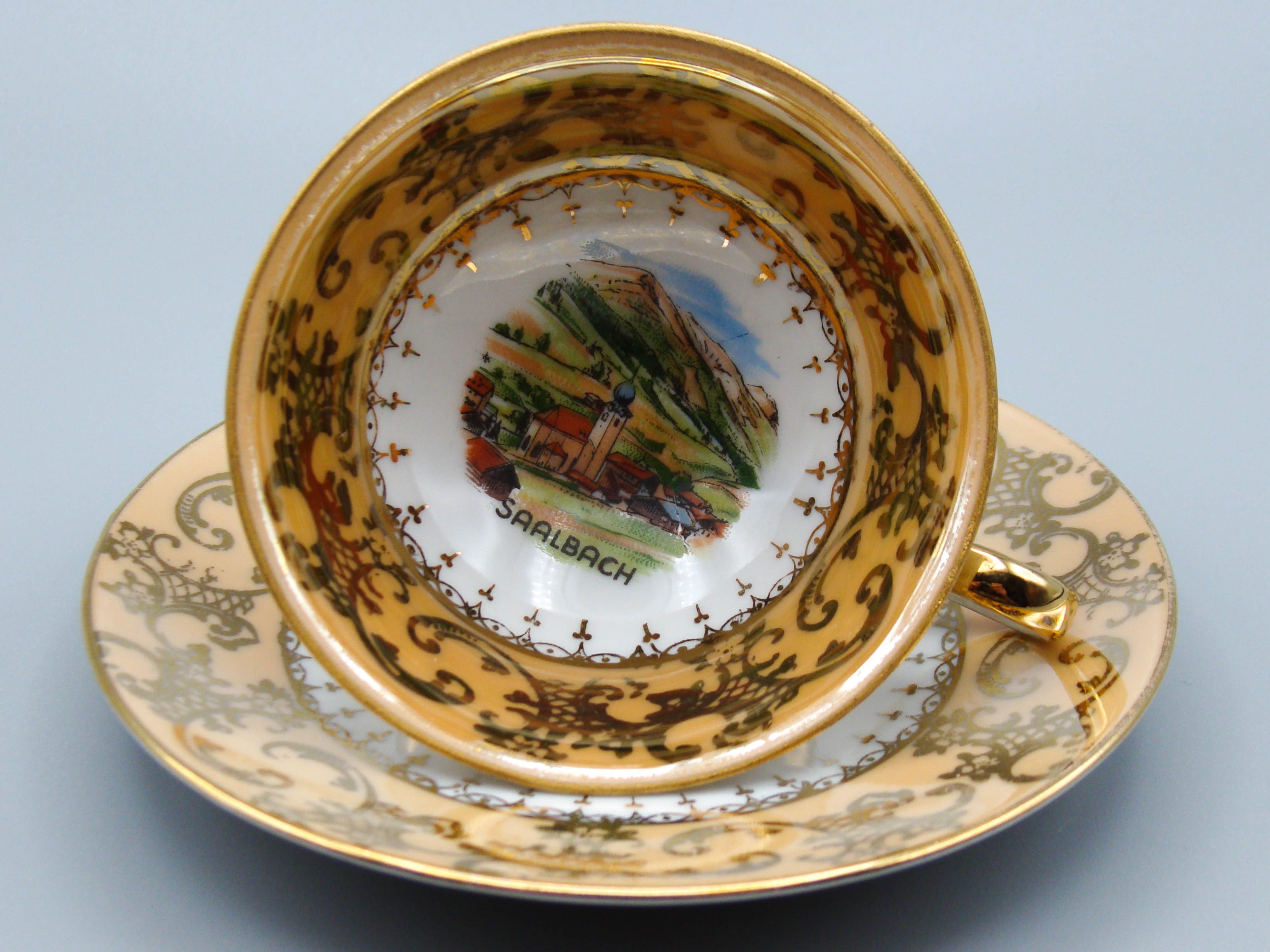 Vintage Antique Austrian EIGL Porcelain Tea Cup - Saucer and Cup Set - Kingdom of Antique Arts, Hantpainted Porcelain, Collecting Tea cups, Colllecting Coffee cups, Art Deco Porcelain