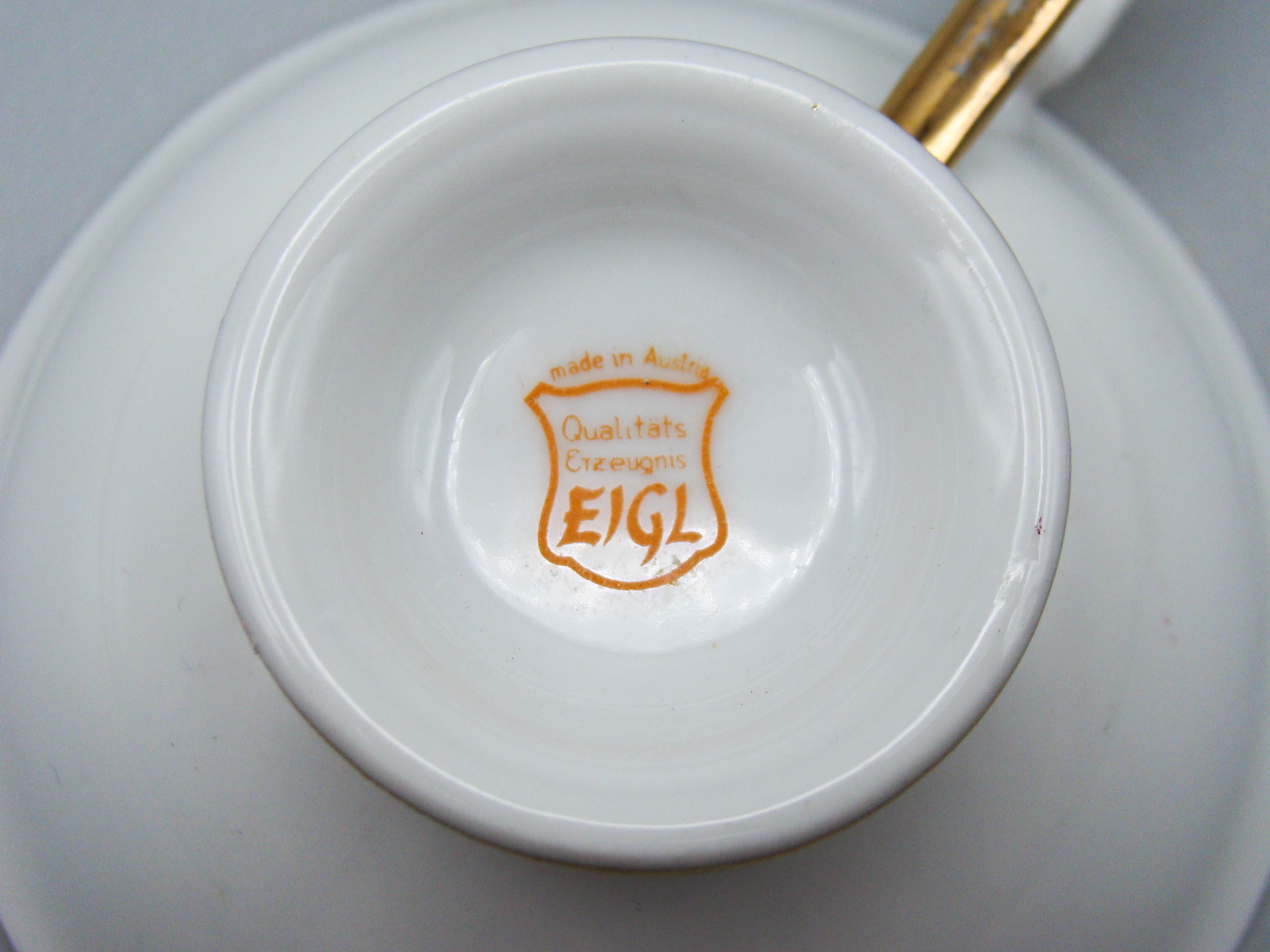 Vintage Antique Austrian EIGL Porcelain Tea Cup - Saucer and Cup Set - Kingdom of Antique Arts, Hantpainted Porcelain, Collecting Tea cups, Colllecting Coffee cups, Art Deco Porcelain