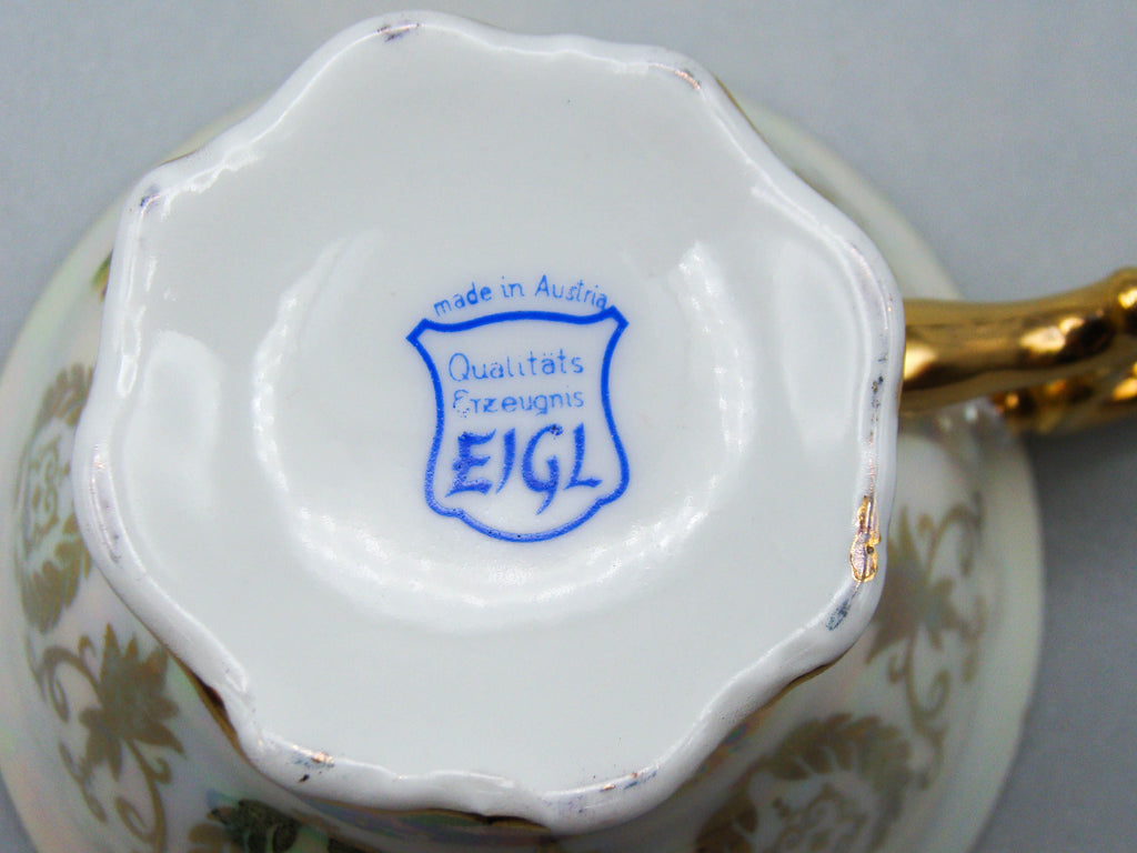 Vintage Antique Austrian EIGL Porcelain Tea Cup - Saucer and Cup Set - Kingdom of Antique Arts, Hantpainted Porcelain, Collecting Tea cups, Colllecting Coffee cups, Art Deco Porcelain