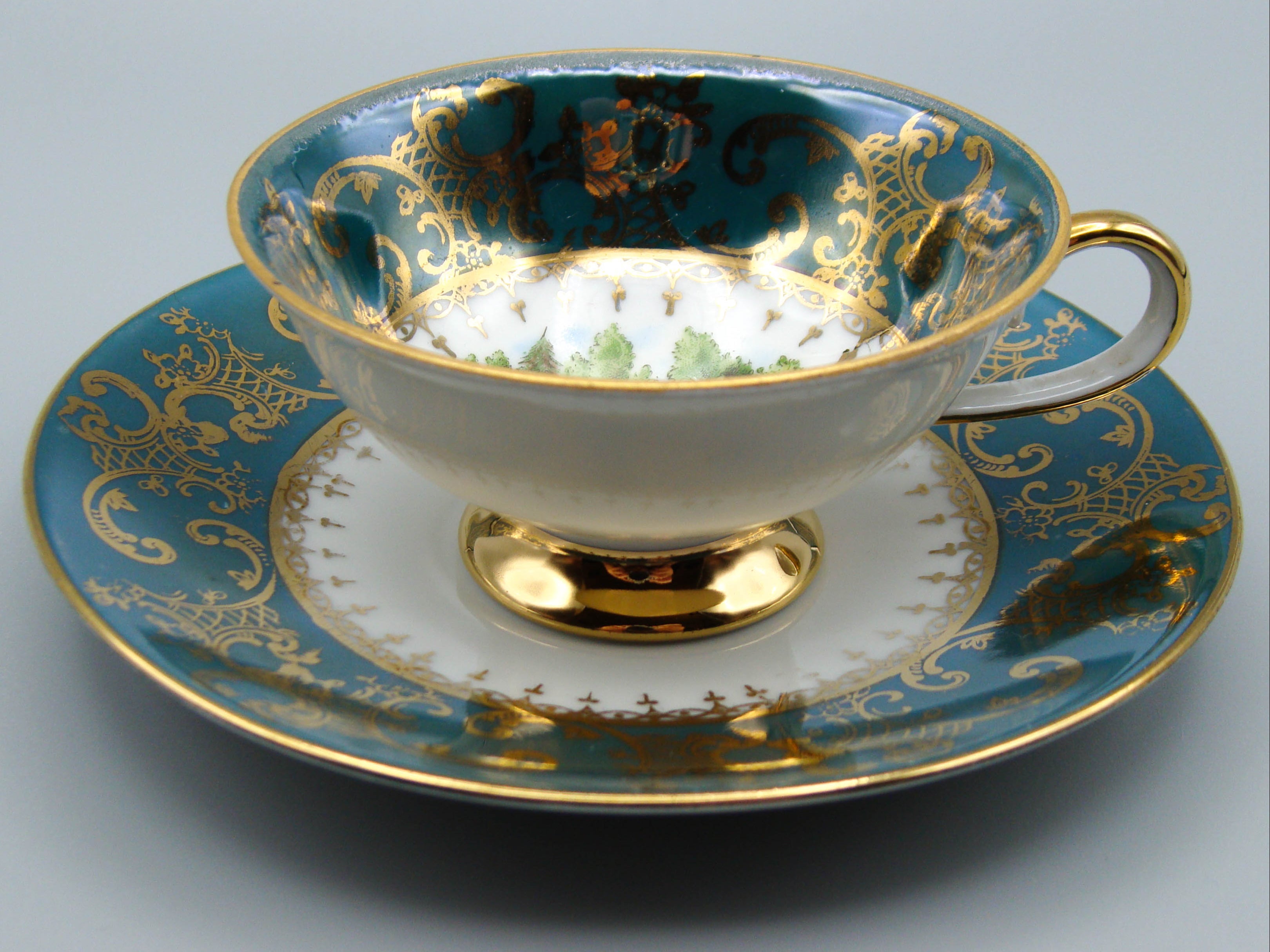Vintage Antique Austrian EIGL Porcelain Tea Cup - Saucer and Cup Set - Kingdom of Antique Arts, Hantpainted Porcelain, Collecting Tea cups, Colllecting Coffee cups, Art Deco Porcelain