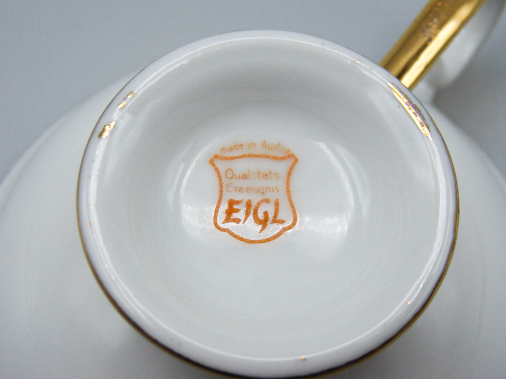 Vintage Antique Austrian EIGL Porcelain Tea Cup - Saucer and Cup Set - Kingdom of Antique Arts, Hantpainted Porcelain, Collecting Tea cups, Colllecting Coffee cups, Art Deco Porcelain