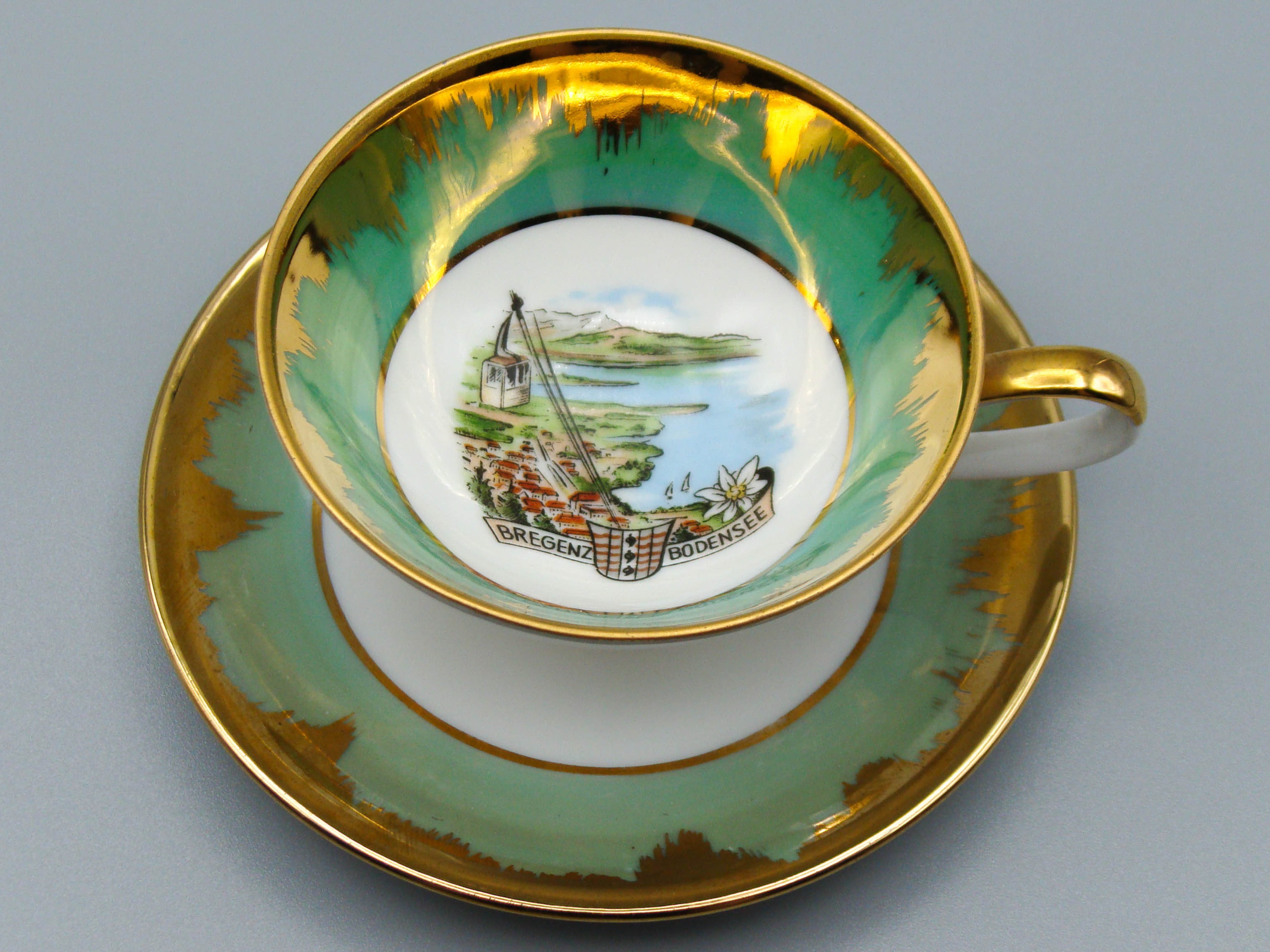 Vintage Antique Germany Heutschenreutner Porcelain Tea Cup - Saucer and Cup Set - Kingdom of Antique Arts, Bavaria Porcelain, German Porcelain, Hantpainted Porcelain, Collecting Tea cups, Colllecting Coffee cups, Art Deco Porcelain