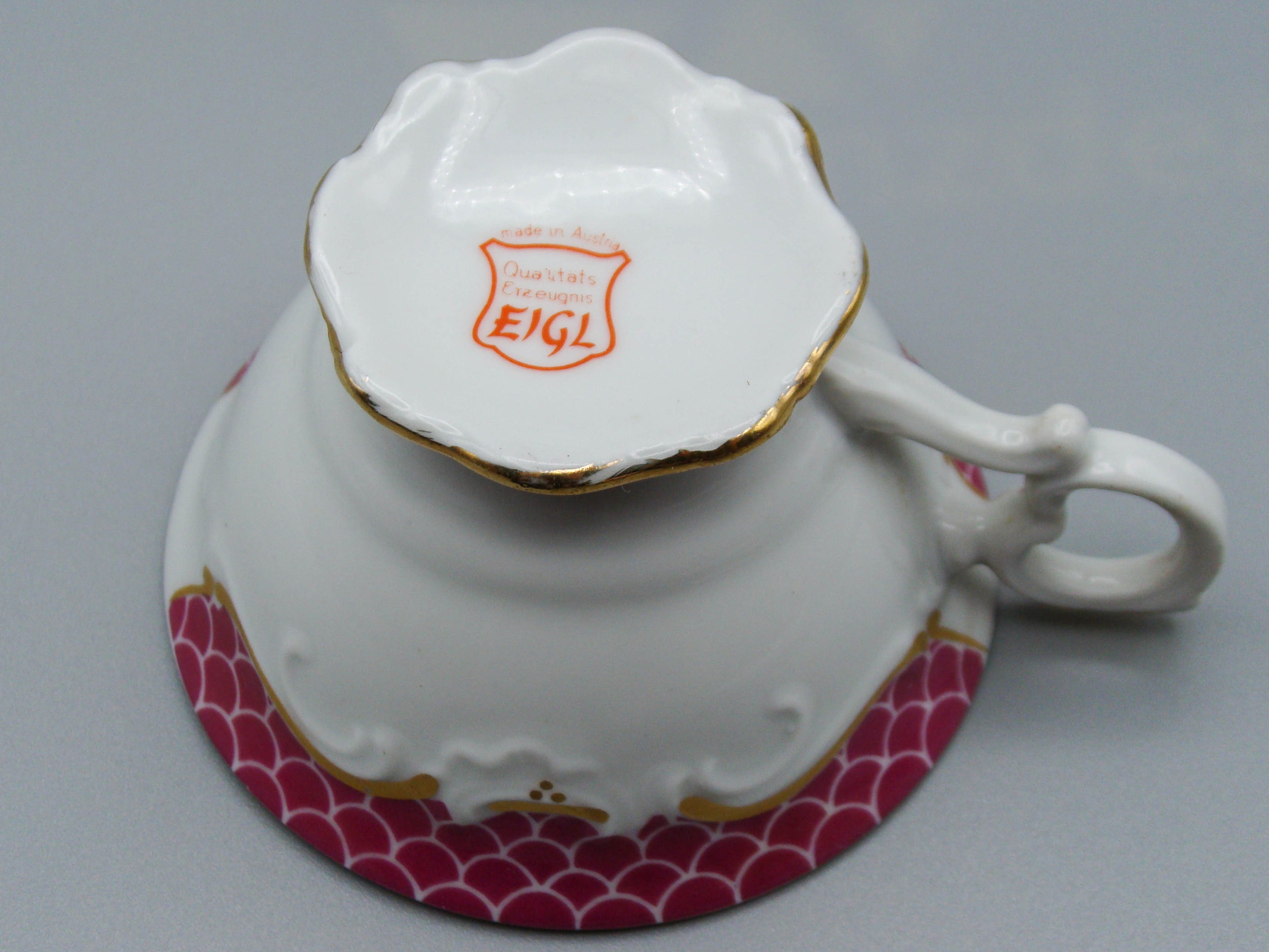 Vintage Antique Austrian EIGL Porcelain Tea Cup - Saucer and Cup Set - Kingdom of Antique Arts, Hantpainted Porcelain, Collecting Tea cups, Colllecting Coffee cups, Art Deco Porcelain